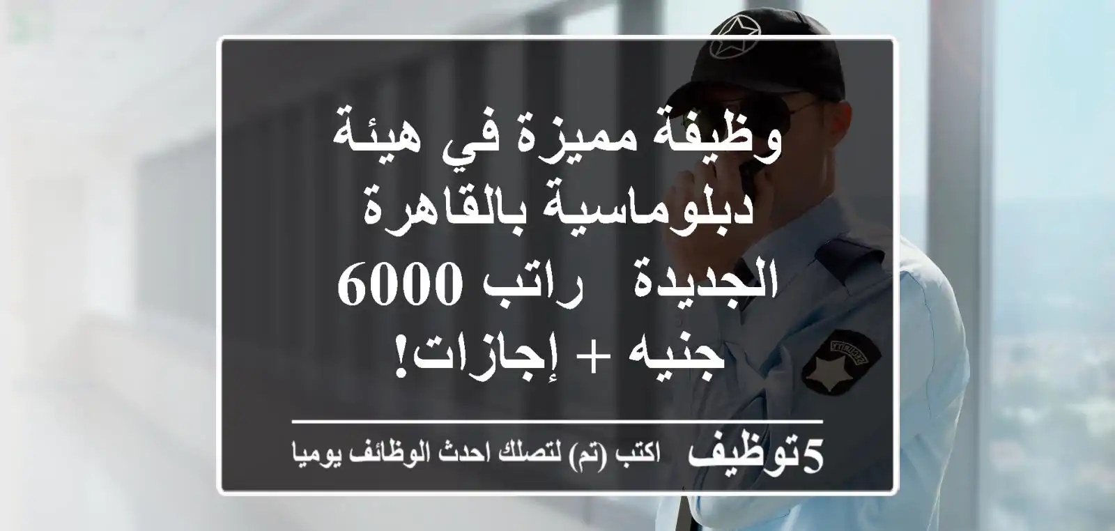 وظيفة مميزة في هيئة دبلوماسية بالقاهرة الجديدة - راتب 6000 جنيه + إجازات!