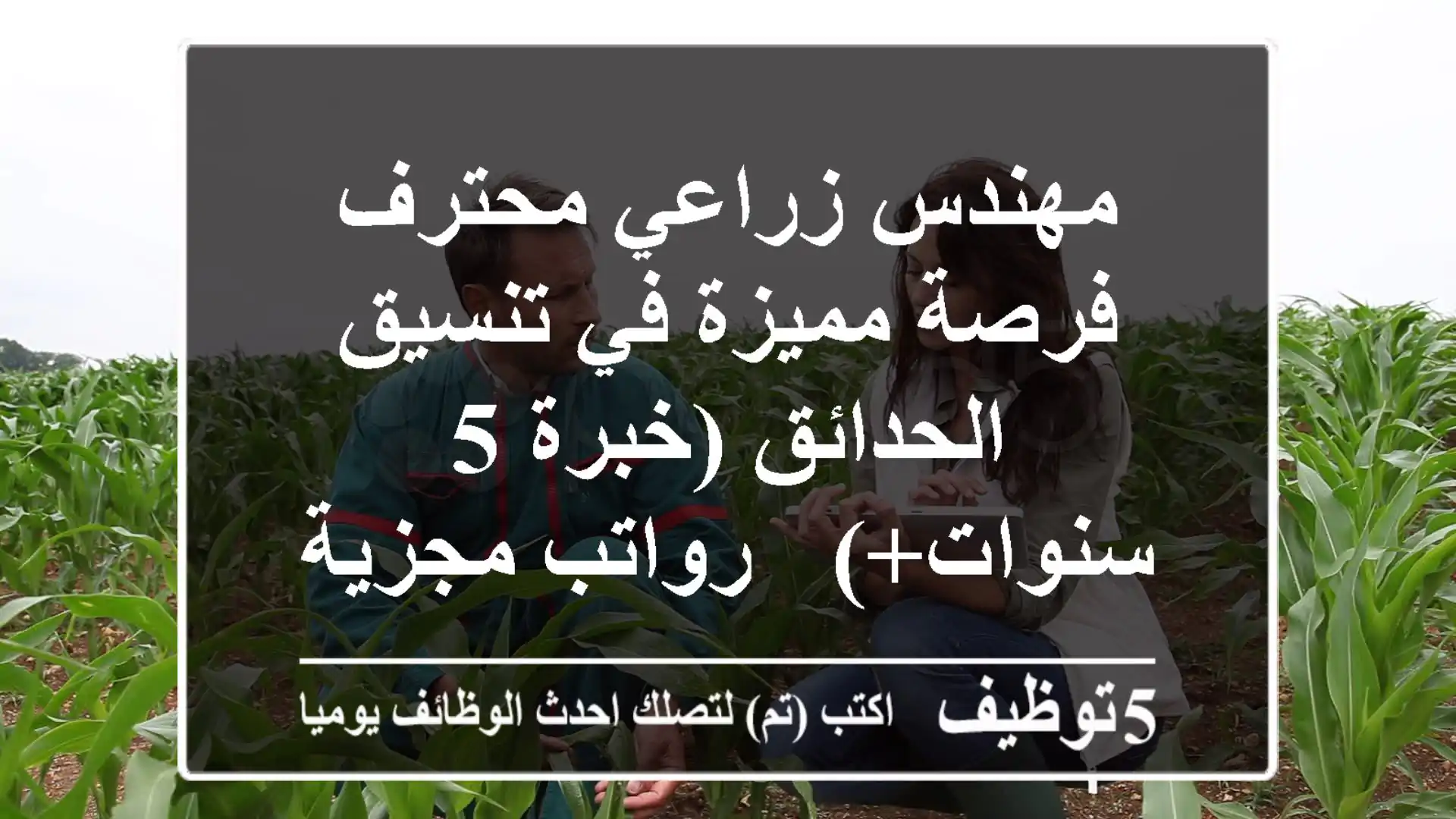 مهندس زراعي محترف - فرصة مميزة في تنسيق الحدائق (خبرة 5 سنوات+) - رواتب مجزية