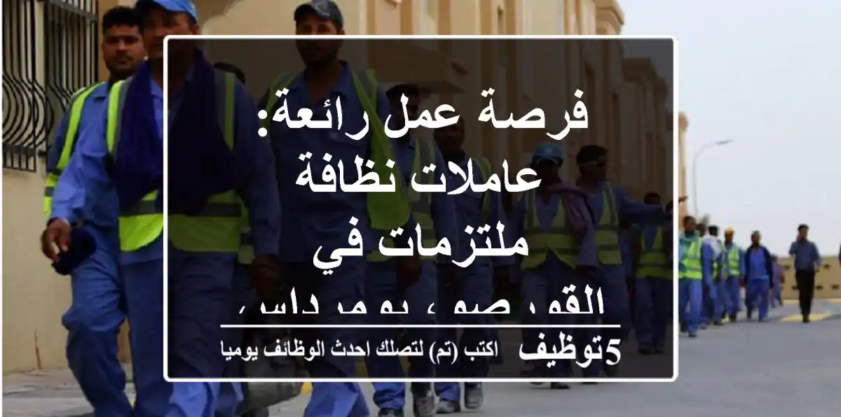 فرصة عمل رائعة: عاملات نظافة ملتزمات في القورصو، بومرداس