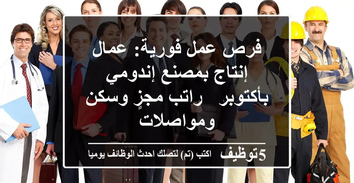 فرص عمل فورية: عمال إنتاج بمصنع إندومي بأكتوبر - راتب مجزٍ وسكن ومواصلات