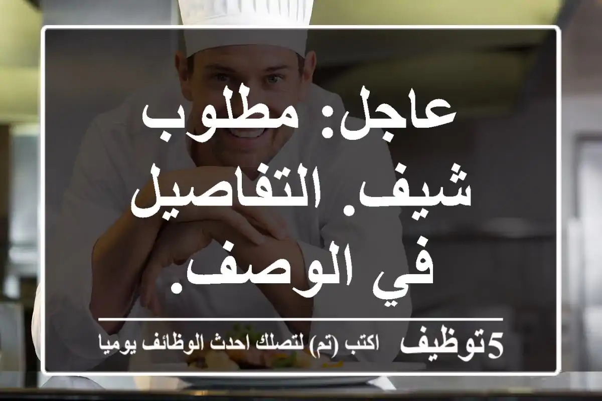 عاجل: مطلوب شيف. التفاصيل في الوصف.